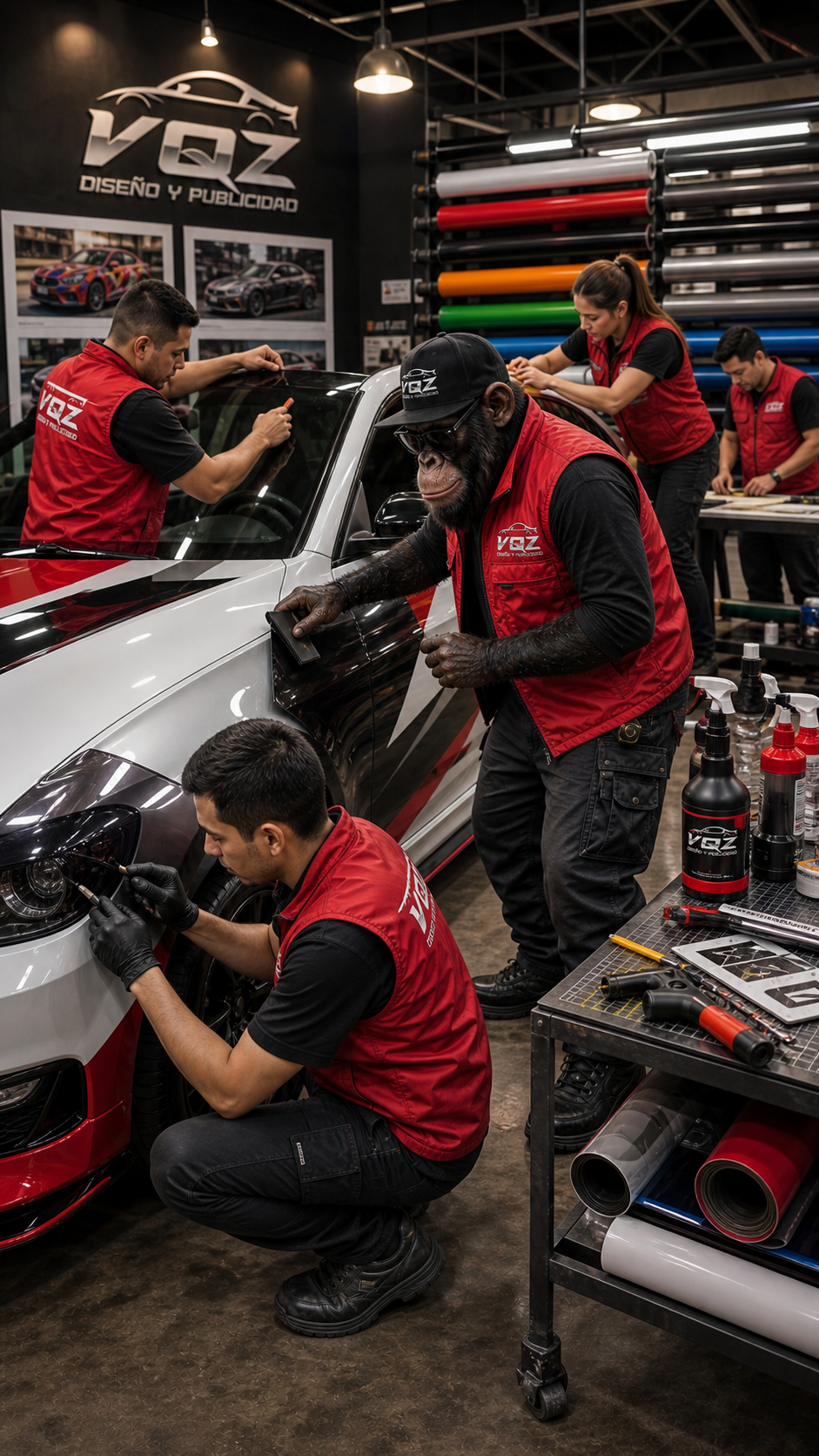 Equipo VQZ instalando vinilo vehicular